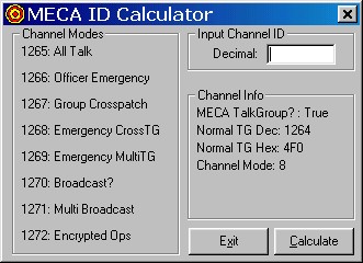 Trunking ID calculator screen shot